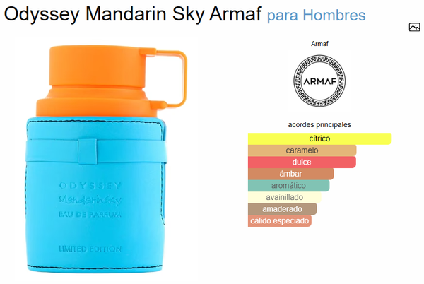 Odyssey Mandarin Sky Para Hombre de Armaf 100ml Eau De Parfum