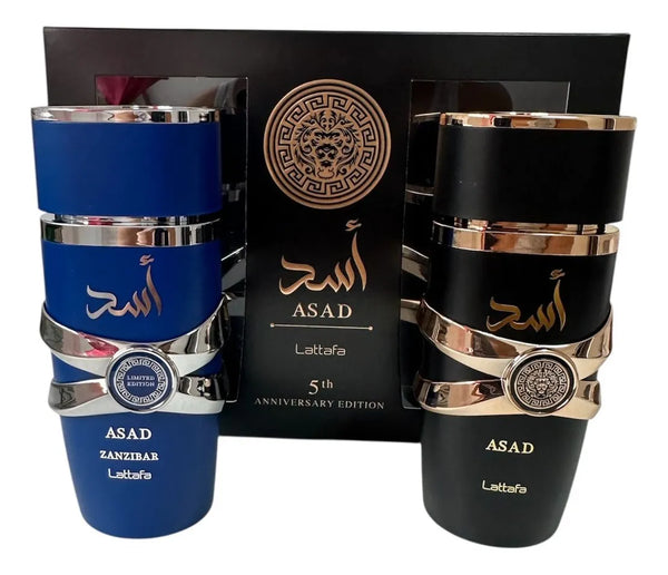 Asad Zanzibar + Asad Negro Lattafa Set 5th Anniversary 100ml/2 Eau De Parfum Para Hombre