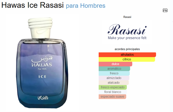 Rasasi Hawas Ice100ml Eau De Parfum Para Hombre