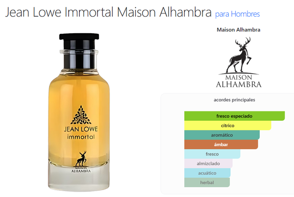 Maison Alhambra Jean Lowe Immortal 100ml Eau De Parfum Para Hombre