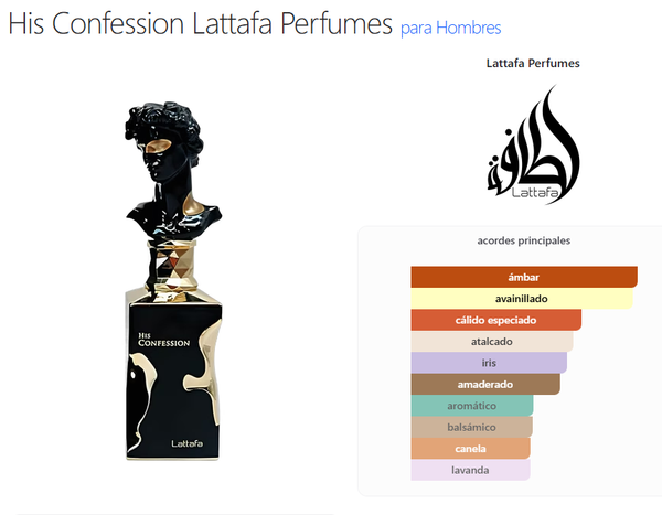 Lattafa His Confession 100ml Eau De Parfum Para Hombre