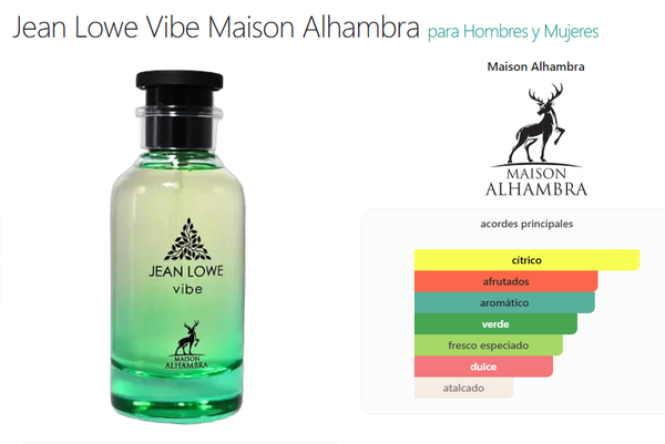 Maison Alhambra Jean Lowe Vibe 100ml Eau De Parfum Para Hombre y Unisex
