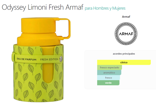 Odyssey Limoni Fresh Edition 100ml Eau De Parfum Para Hombre de Armaf